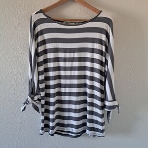 Soft Surroundings Jersey Knit Striped Top Dolman Sleeve Clasic Capsule Nautical